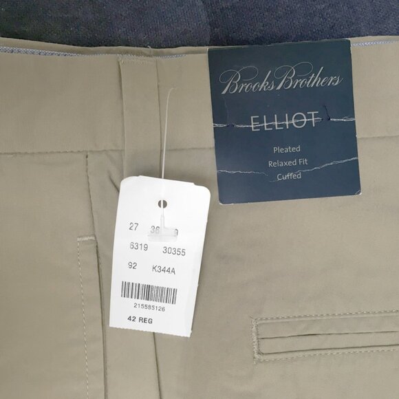NEW Brooks Brothers Elliot Chinos Pants! 42 x 34 Tan Lightweight Cotton Poplin - Picture 3 of 3
